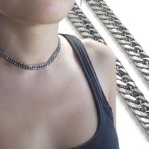 Colar Choker Elo Grumet Duplo 7mm Gargantilha Prata Aço Inox