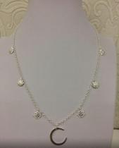 Colar Choker em Prata 925 com Meia Lua e Gypsy de Prata
