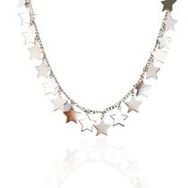 Colar choker estrela grande ródio branco Colar choker estrela grande ródio branco