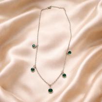Colar CHOKER FEMININO AÇO INOX 5 PONTO LUZ VERDE Zircônia Colar CHOKER FEMININO AÇO INOX 5 PONTO LUZ VERDE Zircônia