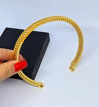 Colar Choker Feminino Aro Rígido Elo grosso elos Torcido trançado Folheado Ouro Dourado Luxo Tendência Gargantilha