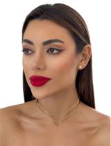 Colar Choker Feminino Aro V Duplo Folheado A Ouro 18k Colar Choker Feminino Aro V Duplo Folheado A Ouro 18k