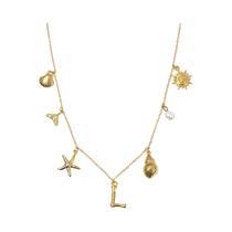 Colar Choker Feminino Boho Estrela-do-mar Surfista Praia A-Z Joia Da Moda Acessórios De Verão