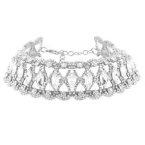 Colar Choker Feminino Com Grandes Cristais De Strass, Corrente Oca, Joia De Moda Curta Colar Choker Feminino Com Grandes Cristais De Strass, Corrente Oca, Joia De Moda Curta