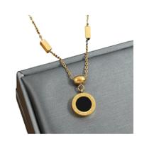 Colar Choker Feminino Com Pingente De Concha Preta, Joia De Moda Em Aço Titânio Com Números Romanos,