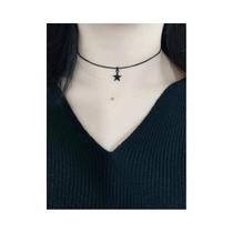 Colar Choker Feminino Com Pingente De Estrela Preta Fofo, Acessório De Moda Simples E Estiloso Colar Choker Feminino Com Pingente De Estrela Preta Fofo, Acessório De Moda Simples E Estiloso