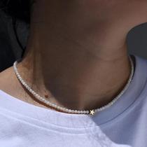 Colar Choker Feminino De Coração Em Concha Natural Com Estrela De Aço Inoxidável E Cobre Joia Da
