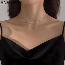 Colar Choker Feminino Delicado Com Contas Redondas E Pingente De Disco, Corrente De Clavícula Para Colar Choker Feminino Delicado Com Contas Redondas E Pingente De Disco, Corrente De Clavícula Para