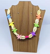 Colar Choker Feminino Masculino Conchas Búzios estrela do Mar Fio Encerado Gargantilha Tendência Moda Verão Praia