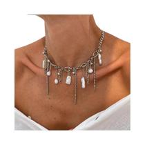 Colar Choker Feminino Vintage Com Pingente De Coração E Borla, Joia Criativa Para Noivas, Corrente Colar Choker Feminino Vintage Com Pingente De Coração E Borla, Joia Criativa Para Noivas, Corrente