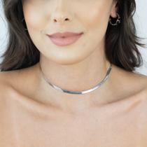 Colar choker fita ródio branco Colar choker fita ródio branco