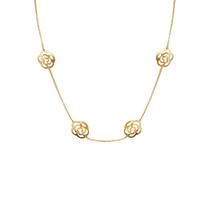 Colar Choker Flores Rosas Vazadas Banhado a Ouro 18K