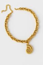 Colar choker folheado a ouro com pingente de concha caracol verão