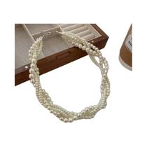Colar Choker Geométrico De Pérolas E Cristais Multicamadas Para Mulheres, Joias Vintage Para