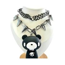 Colar Choker Gótico Punk Gloomy Bear Com Espinhos Para Mulheres, Corrente Com Rebites Y2K, Joias