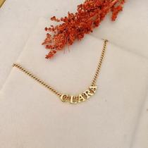 Colar Choker Inicial Letra Banhado em Ouro 18k