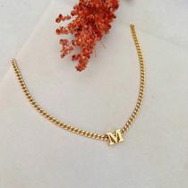 Colar Choker Inicial Letra Banhado Ouro Colar Choker Inicial Letra Banhado Ouro