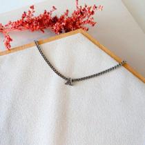 Colar Choker Inicial Letra Banhado Prata