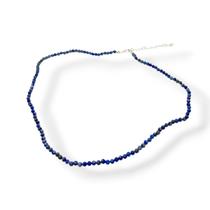 Colar Choker Lápis Lazuli Facetada 3mm Natural Prata 925 Colar Choker Lápis Lazuli Facetada 3mm Natural Prata 925