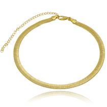 Colar Choker Malha Serpente Alto Brilho 6mm 30 cm Folheado a Ouro 18k Colar Choker Malha Serpente Alto Brilho 6mm 30 cm Folheado a Ouro 18k