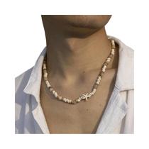Colar Choker Masculino Boêmio Com Estrela-do-mar, Contas De Madeira De Casca De Coco E Pedra Colar Choker Masculino Boêmio Com Estrela-do-mar, Contas De Madeira De Casca De Coco E Pedra