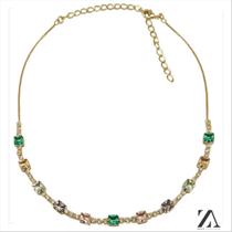 Colar Choker Micro Zircônia com Zircônias Color Colar Choker Micro Zircônia com Zircônias Color