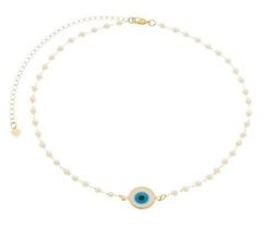 Colar Choker Mini Pérolas com Olho Grego Banhado em Ouro 18K Colar Choker Mini Pérolas com Olho Grego Banhado em Ouro 18K