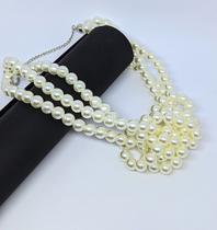 Colar Choker Mix Pérolas com Nó Gargantilha Maxi pérola branca Luxo Elegante Fashion blogueira Moda Feminina