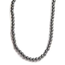 Colar Choker Pedra Hematita Bolinha 6mm Furada 45cm Rosca