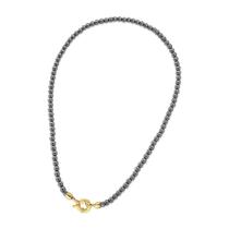 Colar Choker Pedras Hematitas Peroladas Lizzy Fatin