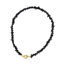 Colar Choker Pedras Rústicas Onix Lizzy Fatin