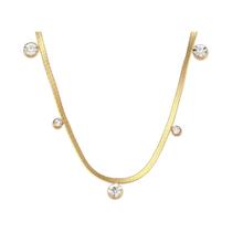 Colar Choker Pequeno Com Cristais CZ Em Ouro 18k, Pingente De Pérolas De Cristal, Corrente Colar Choker Pequeno Com Cristais CZ Em Ouro 18k, Pingente De Pérolas De Cristal, Corrente