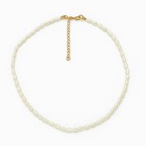 Colar Choker Pérola Barroca Natural Semijoia Luxo Feminina 40cm