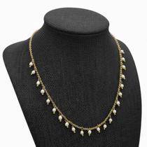 Colar Choker Pérola Natural 4mm 40cm Banho De Ouro 4847