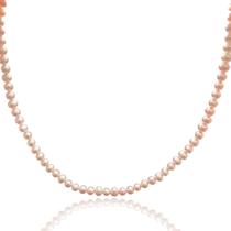 Colar Choker Pérolas Rosa Água Doce Natural Fecho em Prata 925 - 06670