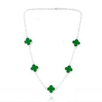 Colar Choker Pingente Trevo Grande Prata Original 925 Unisse Colar Choker Pingente Trevo Grande Prata Original 925 Unisse