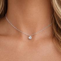 Colar Choker Ponto de Luz Cristal Prata 925 Banhada Colar Choker Ponto de Luz Cristal Prata 925 Banhada