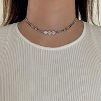 Colar Choker Prata Ajustável 3 Pedras