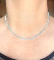 Colar Choker Rede Trabalhada Feminino Prata 925 37cm - Fecho Lagosta