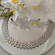 Colar Choker Rendado Banhado Prata Colar Choker Rendado Banhado Prata