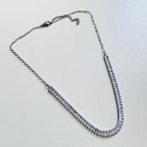 Colar Choker Riviera Branca em Aço Inox