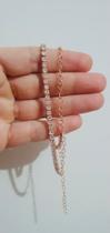 Colar Choker riviera com pedrinhas de Zirconias banhado ouro rose