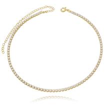 Colar Choker Riviera de Zircônias 2,5mm Folheado a Ouro 18K