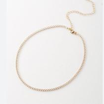 Colar choker riviera zircônia, banhado a ouro 18k