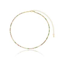Colar Choker Riviera Zircônia Colorida 35cm Gargantilha Luxo