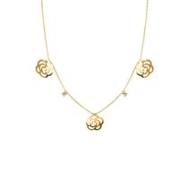 Colar Choker Rosas Flores Com Pedras Banhado a Ouro 18K Colar Choker Rosas Flores Com Pedras Banhado a Ouro 18K