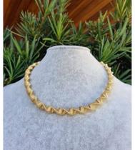 Colar Choker Torcido Mola Elos Andulado Folheado Ouro 18k Dourado Prata Tendência Blogueira Moda