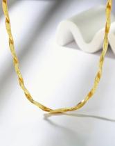 Colar Choker Trançado 2 fio Laminado Folheado Ouro/Prata 18K Colar Choker Trançado 2 fio Laminado Folheado Ouro/Prata 18K
