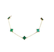 Colar Choker Trevo Virginia Pedra Verde Ou Branco Sorte 1865875