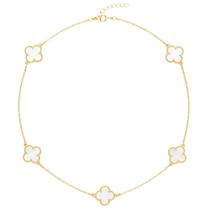 Colar Choker Trevos Branco Virginia Folheada Ouro 18k
